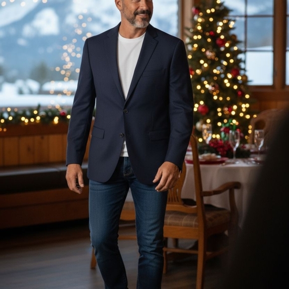 Hart Schaffner & Marx - Navy Blue Blazer, Mens 46R,  100% Wool, Single Breast - Picture 2 of 12